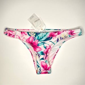 OYSHO Brazilian Floral Bikini Bottoms High Waist Crochet Detail Lined NWT